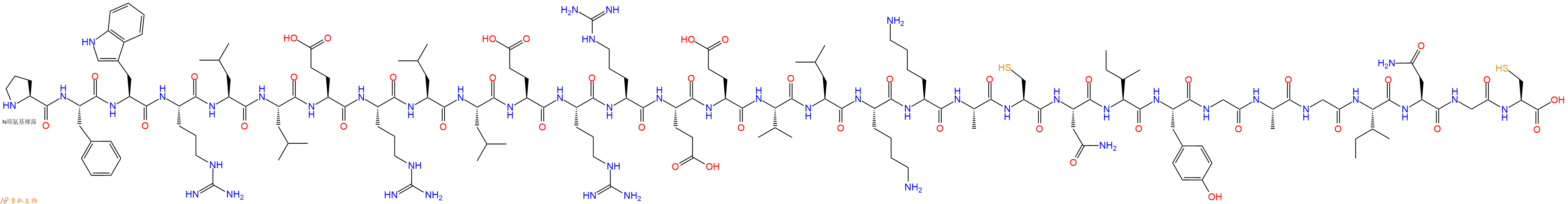 专肽生物产品H2N-Pro-Phe-Trp-Arg-Leu-Leu-Glu-Arg-Leu-Leu-Glu-Arg-Arg-Glu-Glu-Val-Leu-Lys-Lys-Ala-Cys-Asn-Ile-Tyr-Gly-Ala-Gly-Ile-Asn-Gly-Cys-OH