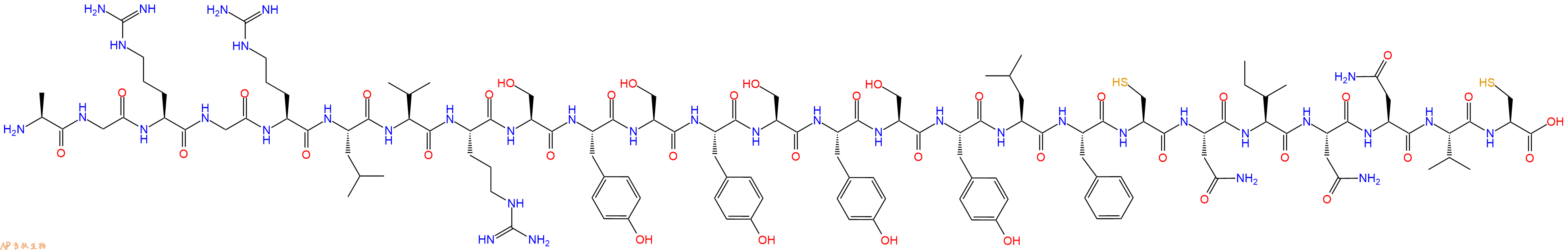专肽生物产品H2N-Ala-Gly-Arg-Gly-Arg-Leu-Val-Arg-Ser-Tyr-Ser-Tyr-Ser-Tyr-Ser-Tyr-Leu-Phe-Cys-Asn-Ile-Asn-Asn-Val-Cys-OH
