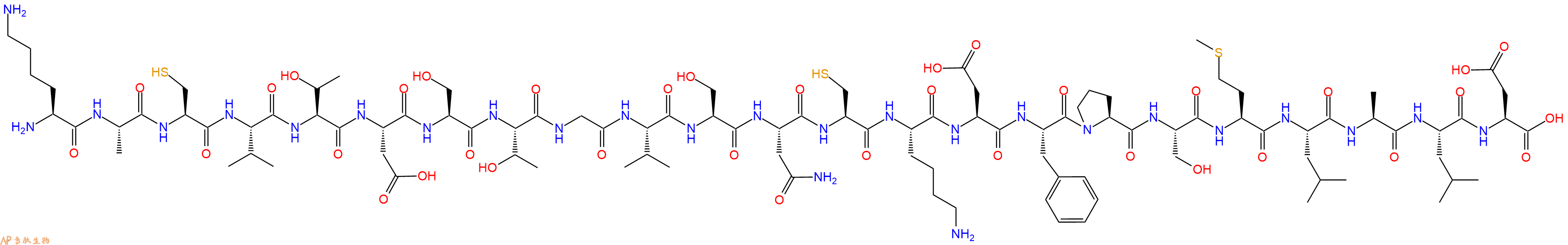 专肽生物产品H2N-Lys-Ala-Cys-Val-Thr-Asp-Ser-Thr-Gly-Val-Ser-Asn-Cys-Lys-Asp-Phe-Pro-Ser-Met-Leu-Ala-Leu-Asp-OH