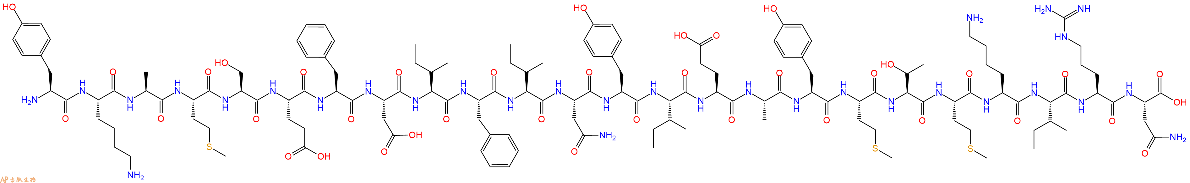 专肽生物产品H2N-Tyr-Lys-Ala-Met-Ser-Glu-Phe-Asp-Ile-Phe-Ile-Asn-Tyr-Ile-Glu-Ala-Tyr-Met-Thr-Met-Lys-Ile-Arg-Asn-OH