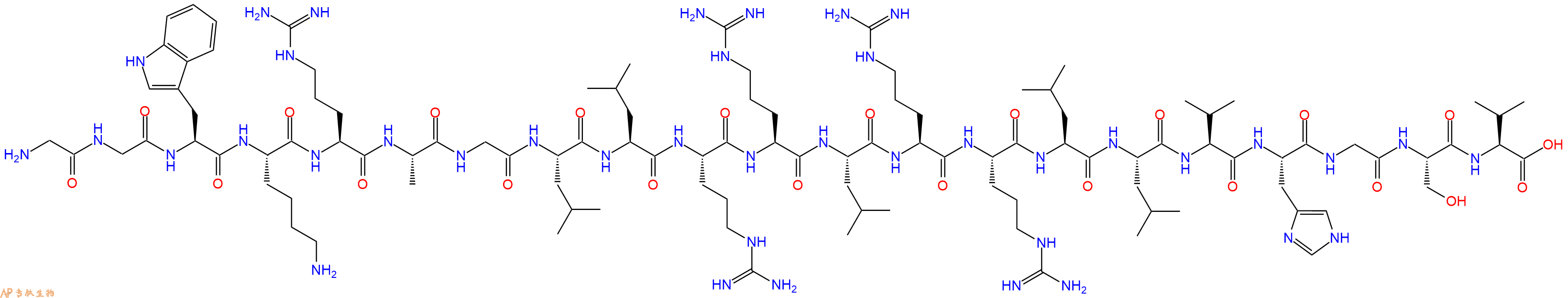 专肽生物产品H2N-Gly-Gly-Trp-Lys-Arg-Ala-Gly-Leu-Leu-Arg-Arg-Leu-Arg-Arg-Leu-Leu-Val-His-Gly-Ser-Val-OH