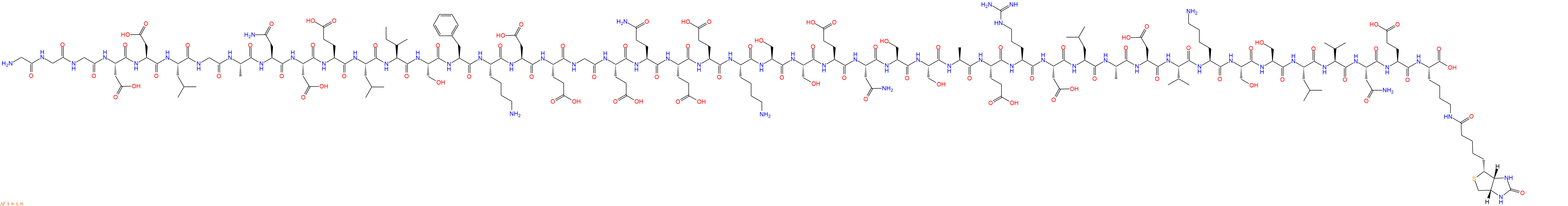 专肽生物产品H2N-Gly-Gly-Gly-Asp-Asp-Leu-Gly-Ala-Asn-Asp-Glu-Leu-Ile-Ser-Phe-Lys-Asp-Glu-Gly-Glu-Gln-Glu-Glu-Lys-Ser-Ser-Glu-Asn-Ser-Ser-Ala-Glu-Arg-Asp-Leu-Ala-Asp-Val-Lys-Ser-Ser-Leu-Val-Asn-Glu-Lys(Biotin)-OH