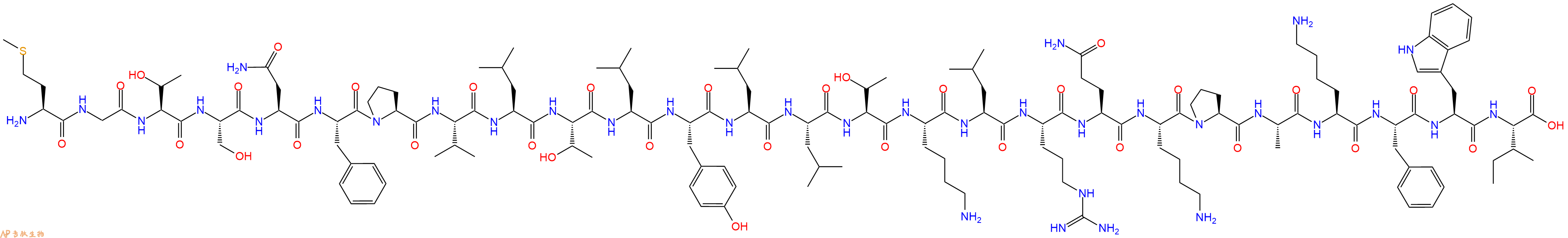 专肽生物产品H2N-Met-Gly-Thr-Ser-Asn-Phe-Pro-Val-Leu-Thr-Leu-Tyr-Leu-Leu-Thr-Lys-Leu-Arg-Gln-Lys-Pro-Ala-Lys-Phe-Trp-Ile-OH