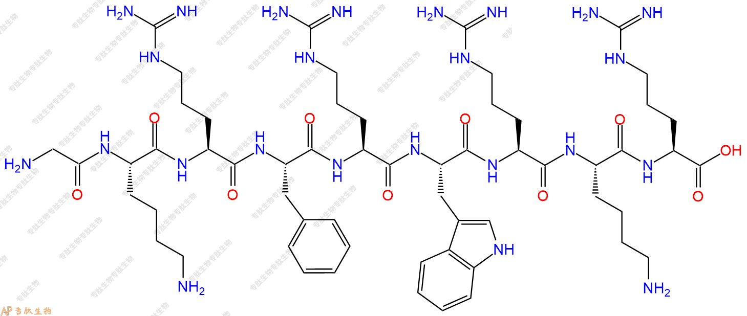 专肽生物产品H2N-Gly-Lys-Arg-Phe-Arg-Trp-Arg-Lys-Arg-OH