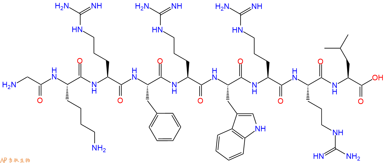 专肽生物产品H2N-Gly-Lys-Arg-Phe-Arg-Trp-Arg-Arg-Leu-OH