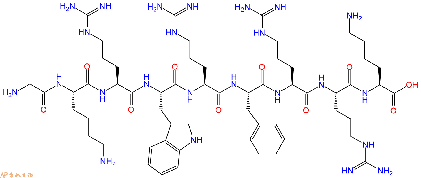 专肽生物产品H2N-Gly-Lys-Arg-Trp-Arg-Phe-Arg-Arg-Lys-OH