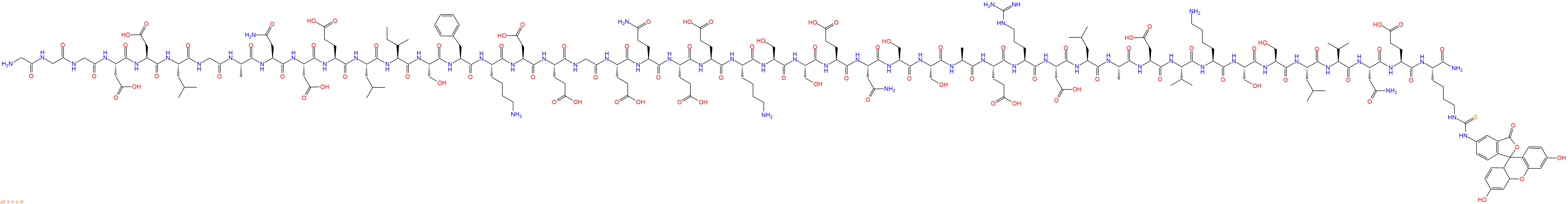 专肽生物产品H2N-Gly-Gly-Gly-Asp-Asp-Leu-Gly-Ala-Asn-Asp-Glu-Leu-Ile-Ser-Phe-Lys-Asp-Glu-Gly-Glu-Gln-Glu-Glu-Lys-Ser-Ser-Glu-Asn-Ser-Ser-Ala-Glu-Arg-Asp-Leu-Ala-Asp-Val-Lys-Ser-Ser-Leu-Val-Asn-Glu-Lys(FITC)-NH2