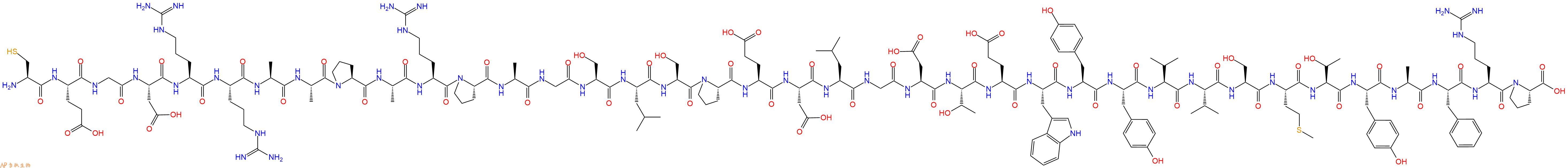 专肽生物产品H2N-Cys-Glu-Gly-Asp-Arg-Arg-Ala-Ala-Pro-Ala-Arg-Pro-Ala-Gly-Ser-Leu-Ser-Pro-Glu-Asp-Leu-Gly-Asp-Thr-Glu-Trp-Tyr-Tyr-Val-Val-Ser-Met-Thr-Tyr-Ala-Phe-Arg-Pro-OH