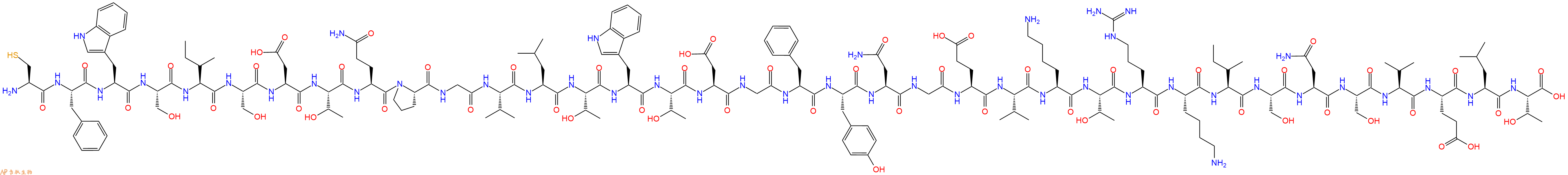 专肽生物产品H2N-Cys-Phe-Trp-Ser-Ile-Ser-Asp-Thr-Gln-Pro-Gly-Val-Leu-Thr-Trp-Thr-Asp-Gly-Phe-Tyr-Asn-Gly-Glu-Val-Lys-Thr-Arg-Lys-Ile-Ser-Asn-Ser-Val-Glu-Leu-Thr-OH