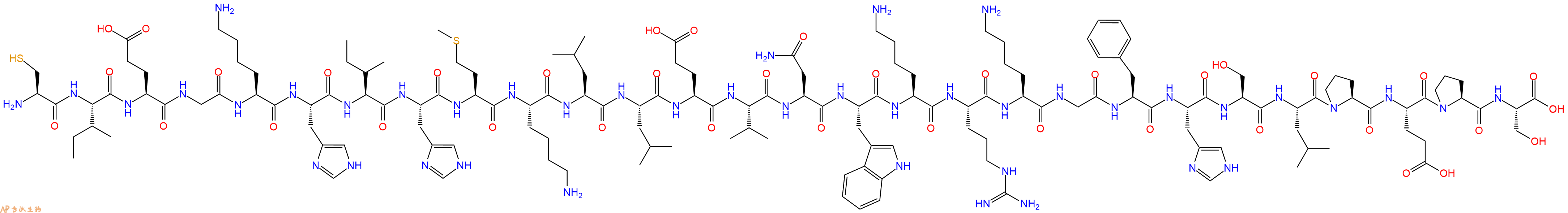 专肽生物产品H2N-Cys-Ile-Glu-Gly-Lys-His-Ile-His-Met-Lys-Leu-Leu-Glu-Val-Asn-Trp-Lys-Arg-Lys-Gly-Phe-His-Ser-Leu-Pro-Glu-Pro-Ser-OH