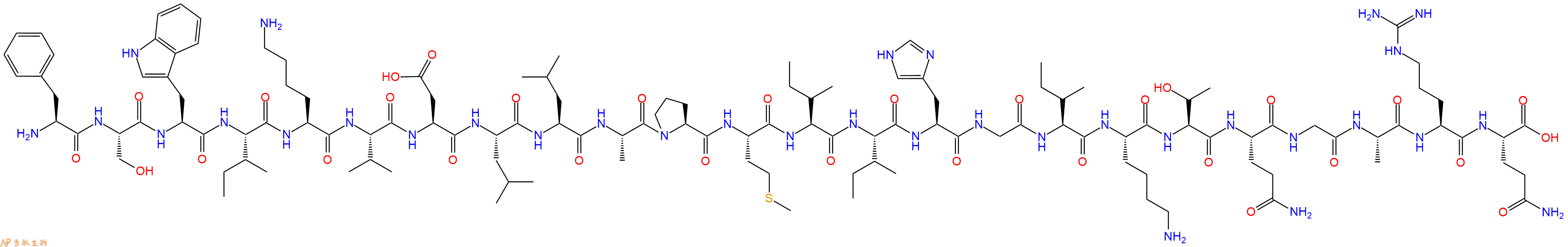 专肽生物产品H2N-Phe-Ser-Trp-Ile-Lys-Val-Asp-Leu-Leu-Ala-Pro-Met-Ile-Ile-His-Gly-Ile-Lys-Thr-Gln-Gly-Ala-Arg-Gln-OH