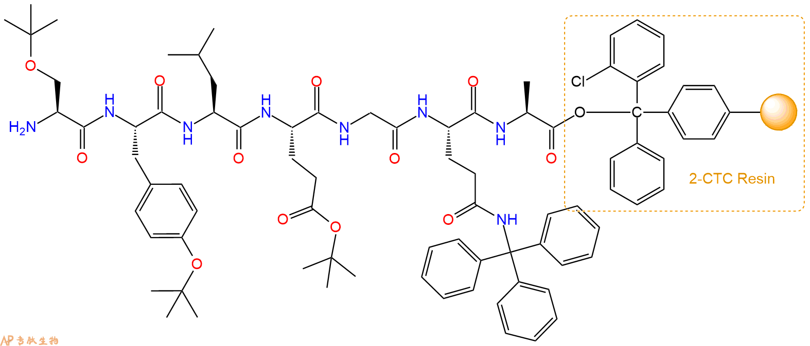 专肽生物产品H2N-Ser(tBu)-Tyr(tBu)-Leu-Glu(OtBu)-Gly-Gln(Trt)-Ala-CTCResin