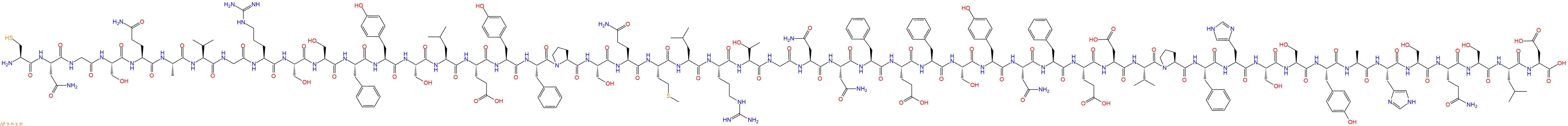 专肽生物产品H2N-Cys-Asn-Gly-Ser-Gln-Ala-Val-Gly-Arg-Ser-Ser-Phe-Tyr-Ser-Leu-Glu-Tyr-Phe-Pro-Ser-Gln-Met-Leu-Arg-Thr-Gly-Asn-Asn-Phe-Glu-Phe-Ser-Tyr-Asn-Phe-Glu-Asp-Val-Pro-Phe-His-Ser-Ser-Tyr-Ala-His-Ser-Gln-Ser-Leu-Asp-OH