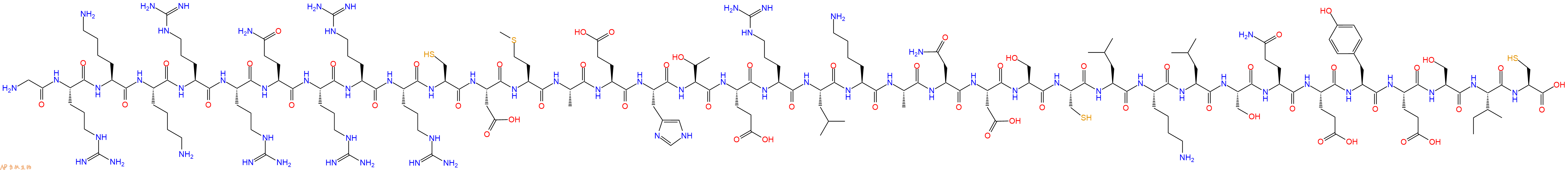 专肽生物产品H2N-Gly-Arg-Lys-Lys-Arg-Arg-Gln-Arg-Arg-Arg-Cys-Asp-Met-Ala-Glu-His-Thr-Glu-Arg-Leu-Lys-Ala-Asn-Asp-Ser-Cys-Leu-Lys-Leu-Ser-Gln-Glu-Tyr-Glu-Ser-Ile-Cys-OH