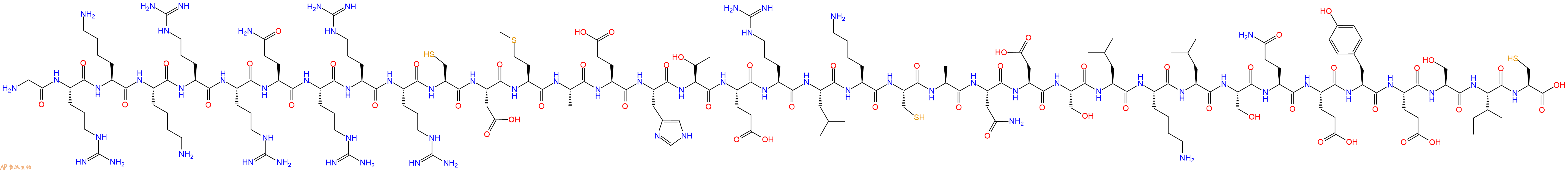 专肽生物产品H2N-Gly-Arg-Lys-Lys-Arg-Arg-Gln-Arg-Arg-Arg-Cys-Asp-Met-Ala-Glu-His-Thr-Glu-Arg-Leu-Lys-Cys-Ala-Asn-Asp-Ser-Leu-Lys-Leu-Ser-Gln-Glu-Tyr-Glu-Ser-Ile-Cys-OH