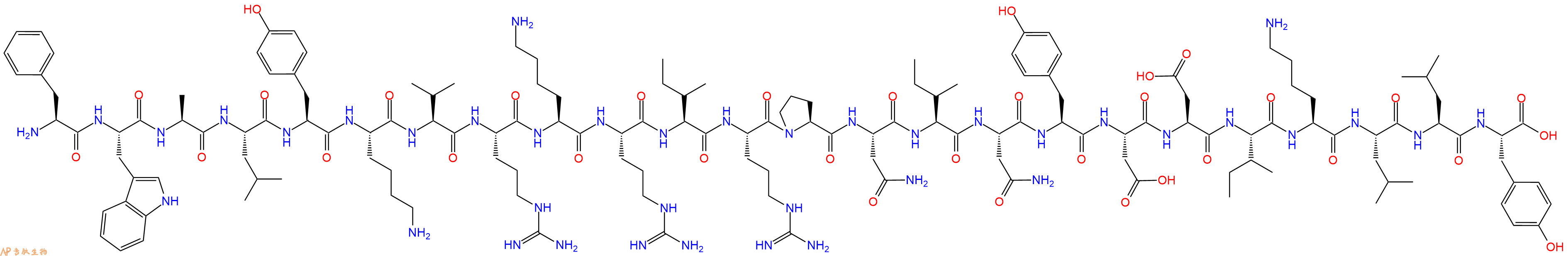 专肽生物产品H2N-Phe-Trp-Ala-Leu-Tyr-Lys-Val-Arg-Lys-Arg-Ile-Arg-Pro-Asn-Ile-Asn-Tyr-Asp-Asp-Ile-Lys-Leu-Leu-Tyr-OH