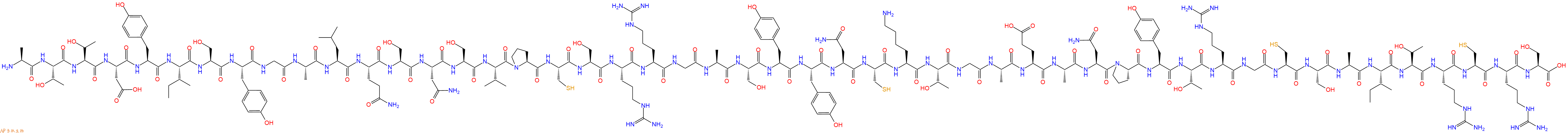 专肽生物产品H2N-Ala-Thr-Thr-Asp-Tyr-Ile-Ser-Tyr-Gly-Ala-Leu-Gln-Ser-Asn-Ser-Val-Pro-Cys-Ser-Arg-Arg-Gly-Ala-Ser-Tyr-Tyr-Asn-Cys-Lys-Thr-Gly-Ala-Glu-Ala-Asn-Pro-Tyr-Thr-Arg-Gly-Cys-Ser-Ala-Ile-Thr-Arg-Cys-Arg-Ser-OH