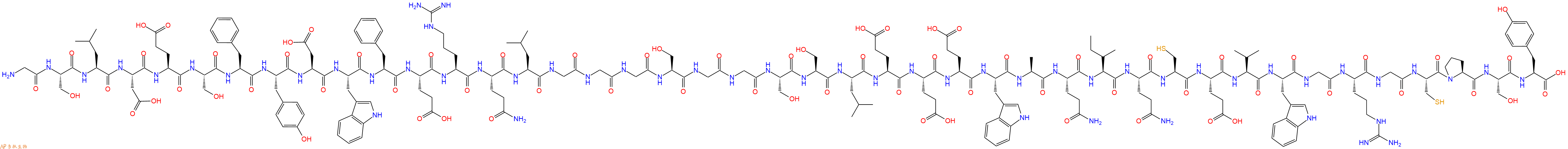 专肽生物产品H2N-Gly-Ser-Leu-Asp-Glu-Ser-Phe-Tyr-Asp-Trp-Phe-Glu-Arg-Gln-Leu-Gly-Gly-Gly-Ser-Gly-Gly-Ser-Ser-Leu-Glu-Glu-Glu-Trp-Ala-Gln-Ile-Gln-Cys-Glu-Val-Trp-Gly-Arg-Gly-Cys-Pro-Ser-Tyr-OH