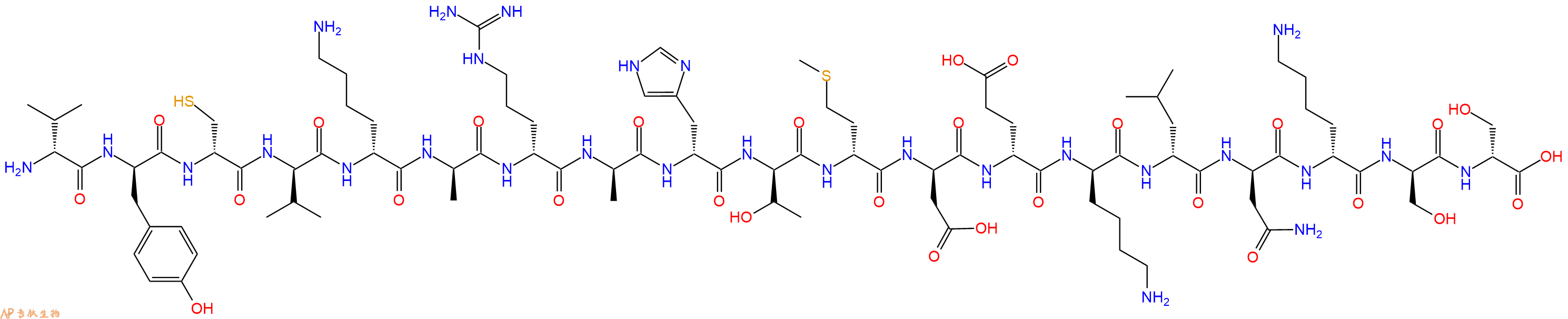 专肽生物产品H2N-DVal-DTyr-DCys-DVal-DLys-DAla-DArg-DAla-DHis-DThr-DMet-DAsp-DGlu-DLys-DLeu-DAsn-DLys-DSer-DSer-OH