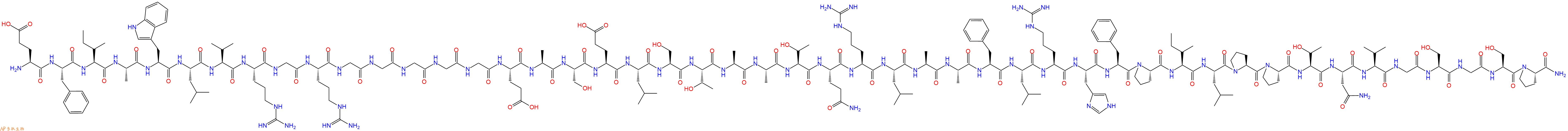 专肽生物产品H2N-Glu-Phe-Ile-Ala-Trp-Leu-Val-Arg-Gly-Arg-Gly-Gly-Gly-Gly-Gly-Glu-Ala-Ser-Glu-Leu-Ser-Thr-Ala-Ala-Thr-Gln-Arg-Leu-Ala-Ala-Phe-Leu-Arg-His-Phe-Pro-Ile-Leu-Pro-Pro-Thr-Asn-Val-Gly-Ser-Gly-Ser-Pro-NH2