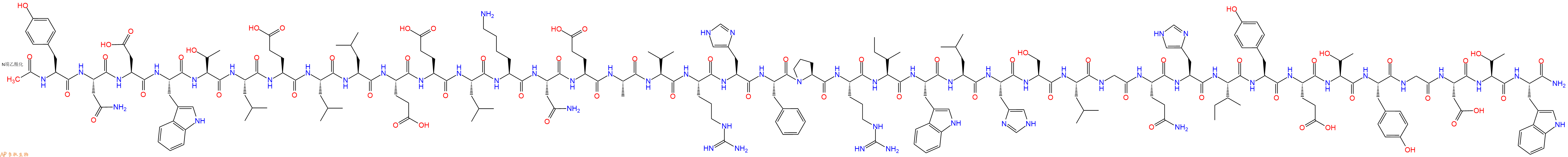 专肽生物产品Ac-Tyr-Asn-Asp-Trp-Thr-Leu-Glu-Leu-Leu-Glu-Glu-Leu-Lys-Asn-Glu-Ala-Val-Arg-His-Phe-Pro-Arg-Ile-Trp-Leu-His-Ser-Leu-Gly-Gln-His-Ile-Tyr-Glu-Thr-Tyr-Gly-Asp-Thr-Trp-NH2