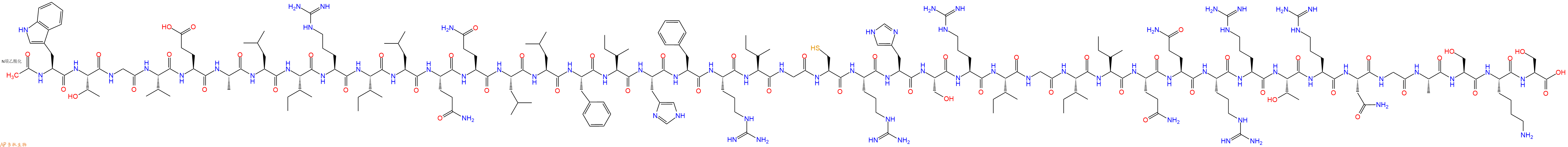 专肽生物产品Ac-Trp-Thr-Gly-Val-Glu-Ala-Leu-Ile-Arg-Ile-Leu-Gln-Gln-Leu-Leu-Phe-Ile-His-Phe-Arg-Ile-Gly-Cys-Arg-His-Ser-Arg-Ile-Gly-Ile-Ile-Gln-Gln-Arg-Arg-Thr-Arg-Asn-Gly-Ala-Ser-Lys-Ser-OH