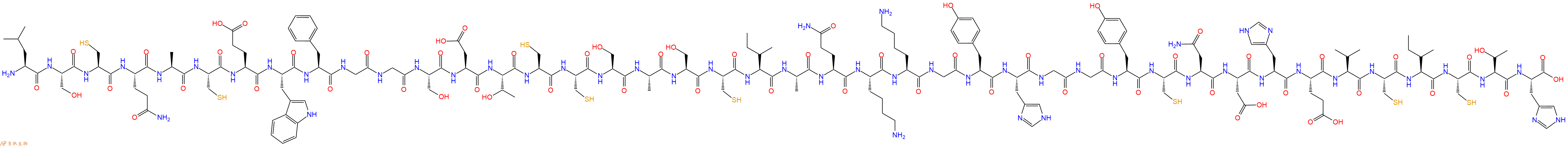 专肽生物产品H2N-Leu-Ser-Cys-Gln-Ala-Cys-Glu-Trp-Phe-Gly-Gly-Ser-Asp-Thr-Cys-Cys-Ser-Ala-Ser-Cys-Ile-Ala-Gln-Lys-Lys-Gly-Tyr-His-Gly-Gly-Tyr-Cys-Asn-Asp-His-Glu-Val-Cys-Ile-Cys-Thr-His-OH