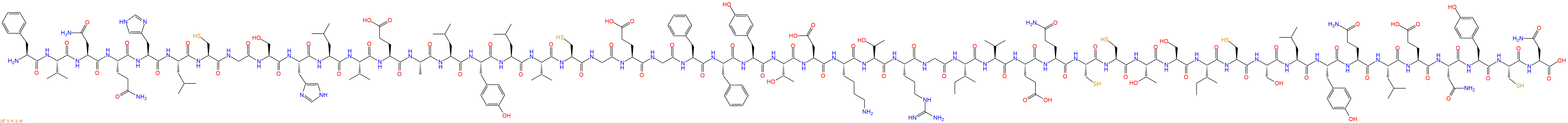 专肽生物产品H2N-Phe-Val-Asn-Gln-His-Leu-Cys-Gly-Ser-His-Leu-Val-Glu-Ala-Leu-Tyr-Leu-Val-Cys-Gly-Glu-Gly-Phe-Phe-Tyr-Thr-Asp-Lys-Thr-Arg-Gly-Ile-Val-Glu-Gln-Cys-Cys-Thr-Ser-Ile-Cys-Ser-Leu-Tyr-Gln-Leu-Glu-Asn-Tyr-Cys-Asn-OH