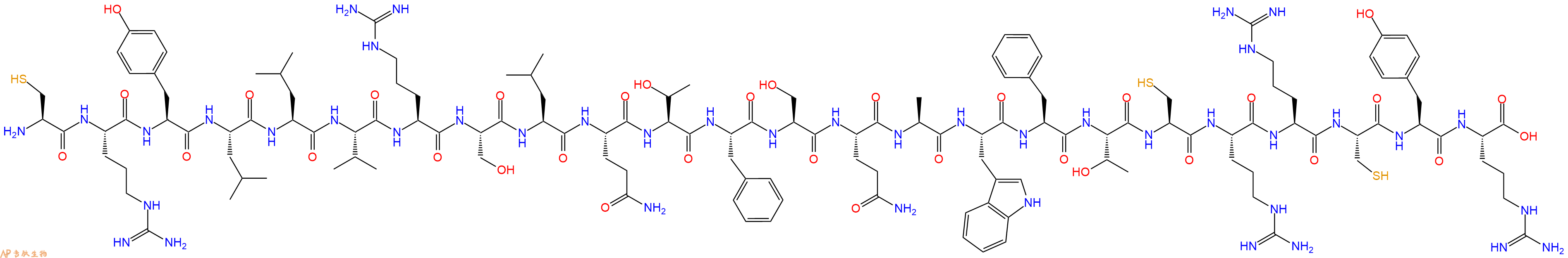 专肽生物产品H2N-Cys-Arg-Tyr-Leu-Leu-Val-Arg-Ser-Leu-Gln-Thr-Phe-Ser-Gln-Ala-Trp-Phe-Thr-Cys-Arg-Arg-Cys-Tyr-Arg-OH