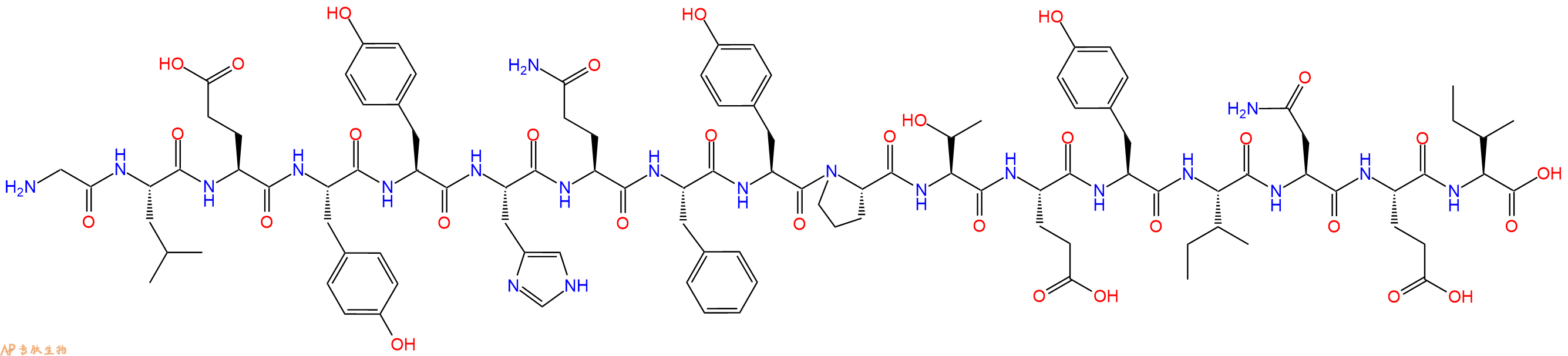 专肽生物产品H2N-Gly-Leu-Glu-Tyr-Tyr-His-Gln-Phe-Tyr-Pro-Thr-Glu-Tyr-Ile-Asn-Glu-Ile-OH