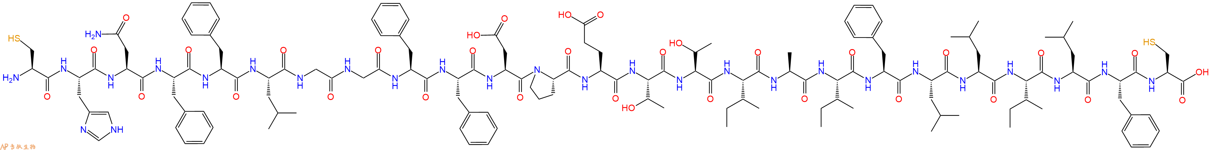 专肽生物产品H2N-Cys-His-Asn-Phe-Phe-Leu-Gly-Gly-Phe-Phe-Asp-Pro-Glu-Thr-Thr-Ile-Ala-Ile-Phe-Leu-Leu-Ile-Leu-Phe-Cys-OH