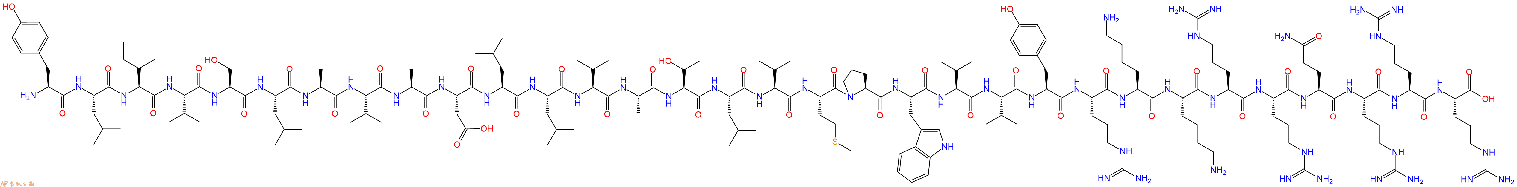 专肽生物产品H2N-Tyr-Leu-Ile-Val-Ser-Leu-Ala-Val-Ala-Asp-Leu-Leu-Val-Ala-Thr-Leu-Val-Met-Pro-Trp-Val-Val-Tyr-Arg-Lys-Lys-Arg-Arg-Gln-Arg-Arg-Arg-OH
