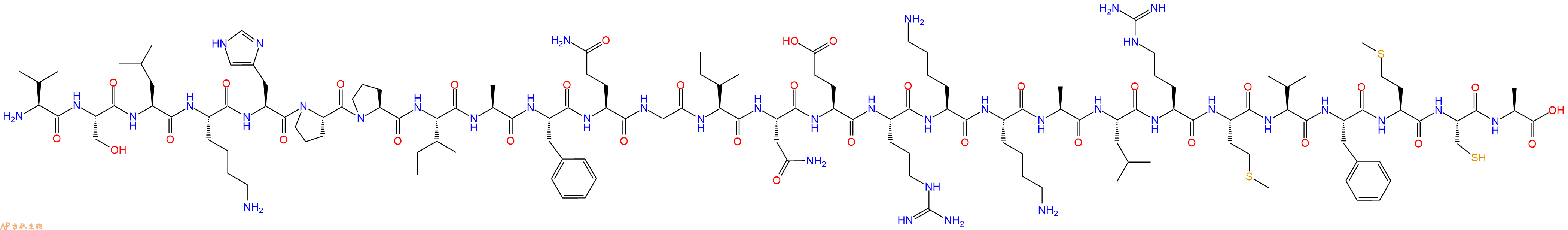 专肽生物产品H2N-Val-Ser-Leu-Lys-His-Pro-Pro-Ile-Ala-Phe-Gln-Gly-Ile-Asn-Glu-Arg-Lys-Lys-Ala-Leu-Arg-Met-Val-Phe-Met-Cys-Ala-OH