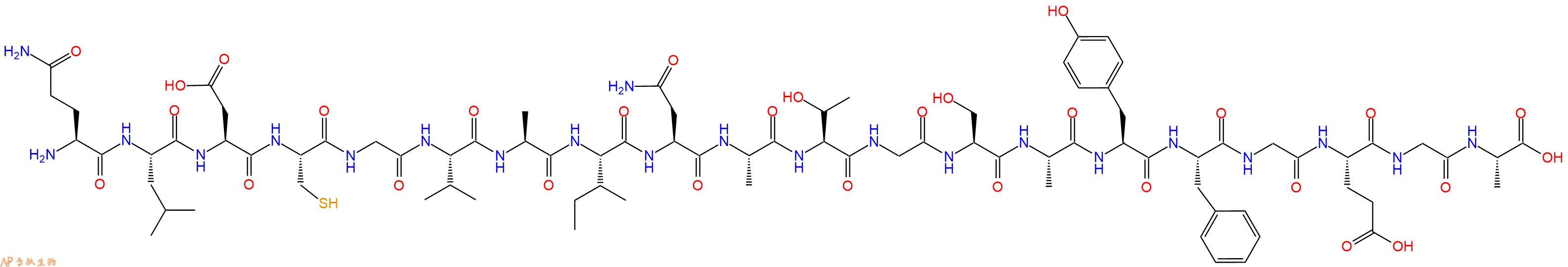 专肽生物产品H2N-Gln-Leu-Asp-Cys-Gly-Val-Ala-Ile-Asn-Ala-Thr-Gly-Ser-Ala-Tyr-Phe-Gly-Glu-Gly-Ala-OH