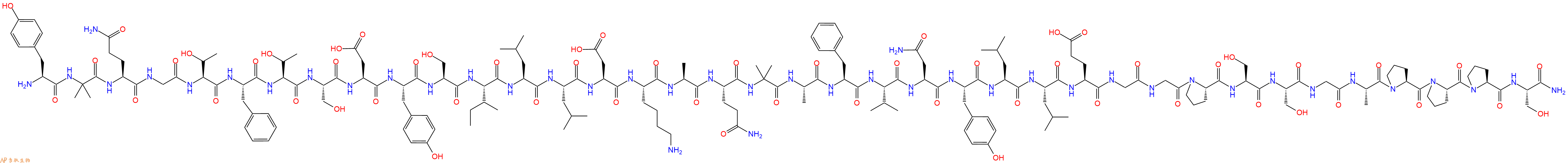 专肽生物产品H2N-Tyr-Aib-Gln-Gly-Thr-Phe-Thr-Ser-Asp-Tyr-Ser-Ile-Leu-Leu-Asp-Lys-Ala-Gln-Aib-Ala-Phe-Val-Asn-Tyr-Leu-Leu-Glu-Gly-Gly-Pro-Ser-Ser-Gly-Ala-Pro-Pro-Pro-Ser-NH2