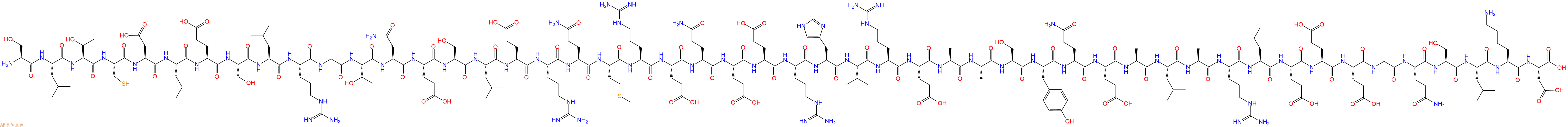专肽生物产品H2N-Ser-Leu-Thr-Cys-Asp-Leu-Glu-Ser-Leu-Arg-Gly-Thr-Asn-Glu-Ser-Leu-Glu-Arg-Gln-Met-Arg-Glu-Gln-Glu-Glu-Arg-His-Val-Arg-Glu-Ala-Ala-Ser-Tyr-Gln-Glu-Ala-Leu-Ala-Arg-Leu-Glu-Glu-Glu-Gly-Gln-Ser-Leu-Lys-Asp-OH