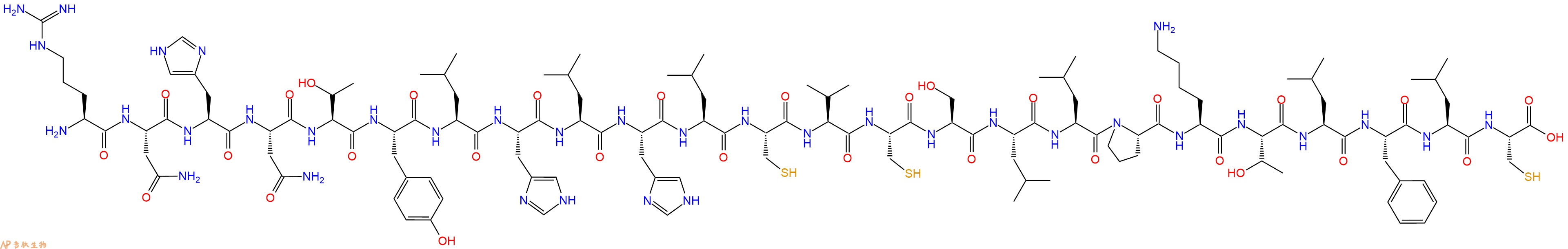 专肽生物产品H2N-Arg-Asn-His-Asn-Thr-Tyr-Leu-His-Leu-His-Leu-Cys-Val-Cys-Ser-Leu-Leu-Pro-Lys-Thr-Leu-Phe-Leu-Cys-OH