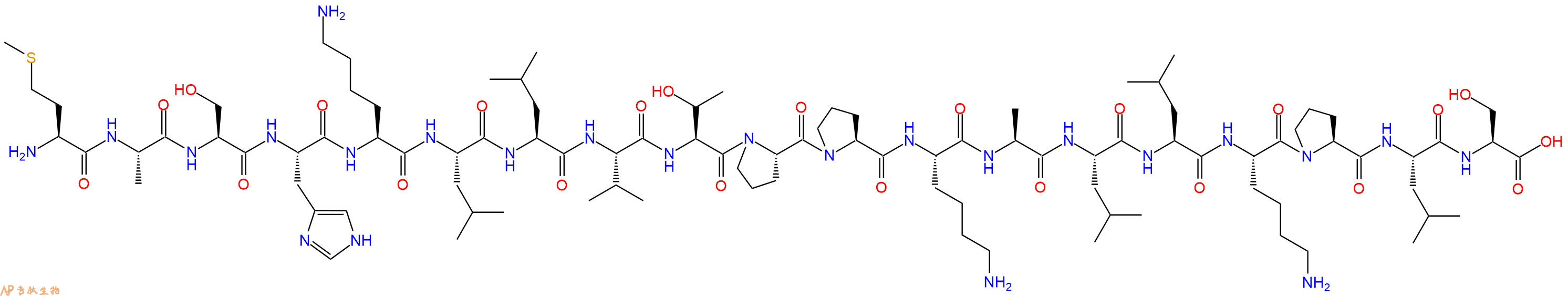 专肽生物产品H2N-Met-Ala-Ser-His-Lys-Leu-Leu-Val-Thr-Pro-Pro-Lys-Ala-Leu-Leu-Lys-Pro-Leu-Ser-OH