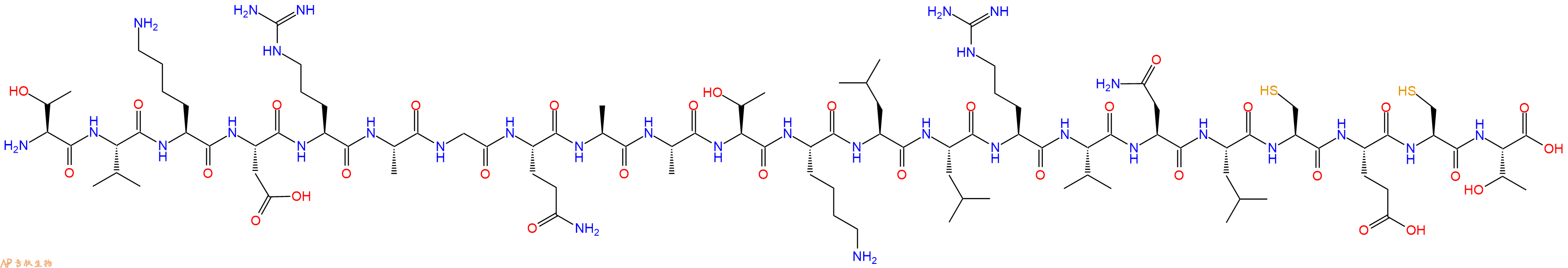 专肽生物产品H2N-Thr-Val-Lys-Asp-Arg-Ala-Gly-Gln-Ala-Ala-Thr-Lys-Leu-Leu-Arg-Val-Asn-Leu-Cys-Glu-Cys-Thr-OH