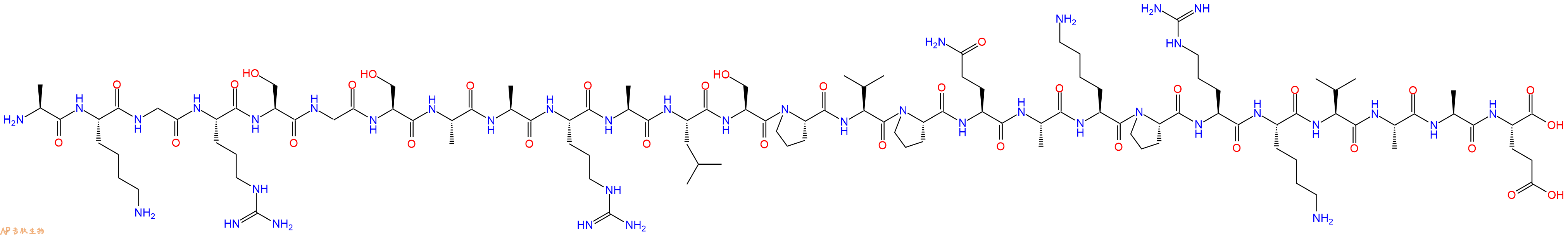 专肽生物产品H2N-Ala-Lys-Gly-Arg-Ser-Gly-Ser-Ala-Ala-Arg-Ala-Leu-Ser-Pro-Val-Pro-Gln-Ala-Lys-Pro-Arg-Lys-Val-Ala-Ala-Glu-OH