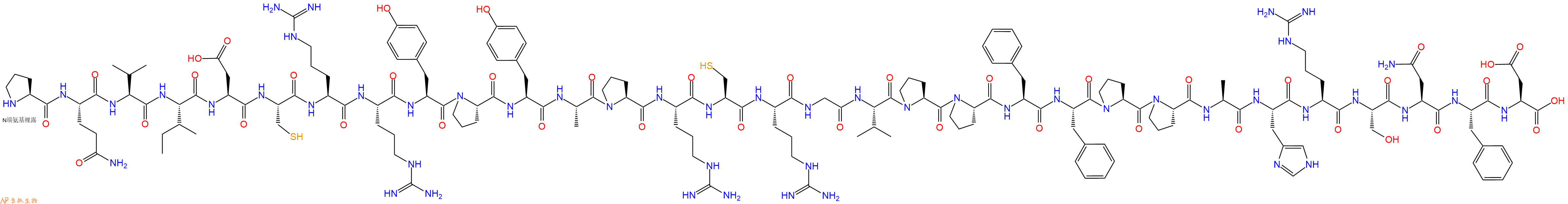 专肽生物产品H2N-Pro-Gln-Val-Ile-Asp-Cys-Arg-Arg-Tyr-Pro-Tyr-Ala-Pro-Arg-Cys-Arg-Gly-Val-Pro-Pro-Phe-Phe-Pro-Pro-Ala-His-Arg-Ser-Asn-Phe-Asp-OH