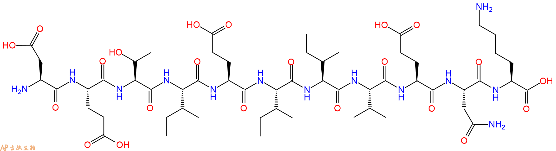 专肽生物产品H2N-Asp-Glu-Thr-Ile-Glu-Ile-Ile-Val-Glu-Asn-Lys-OH