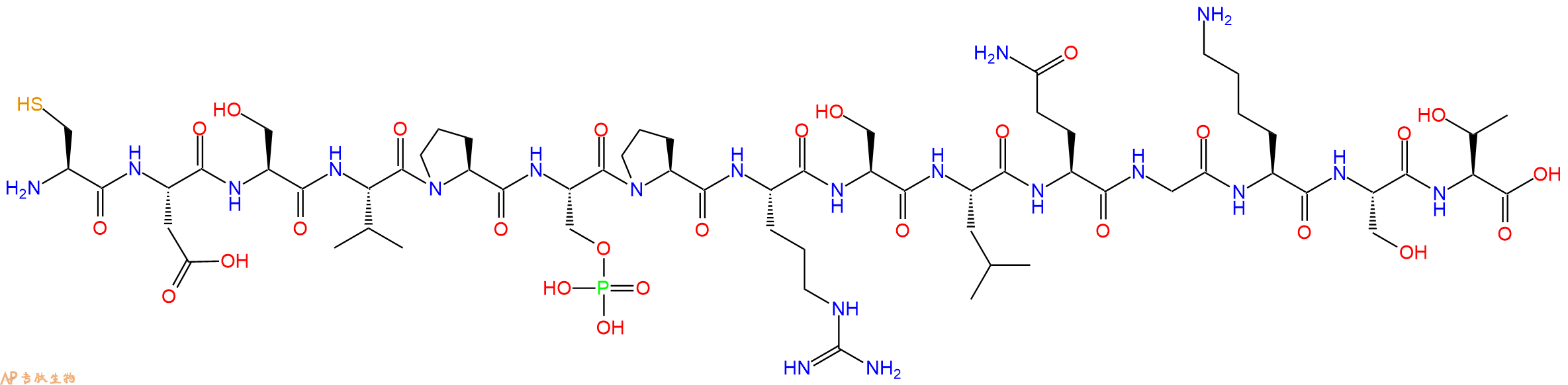 专肽生物产品H2N-Cys-Asp-Ser-Val-Pro-Ser(PO3H2)-Pro-Arg-Ser-Leu-Gln-Gly-Lys-Ser-Thr-OH