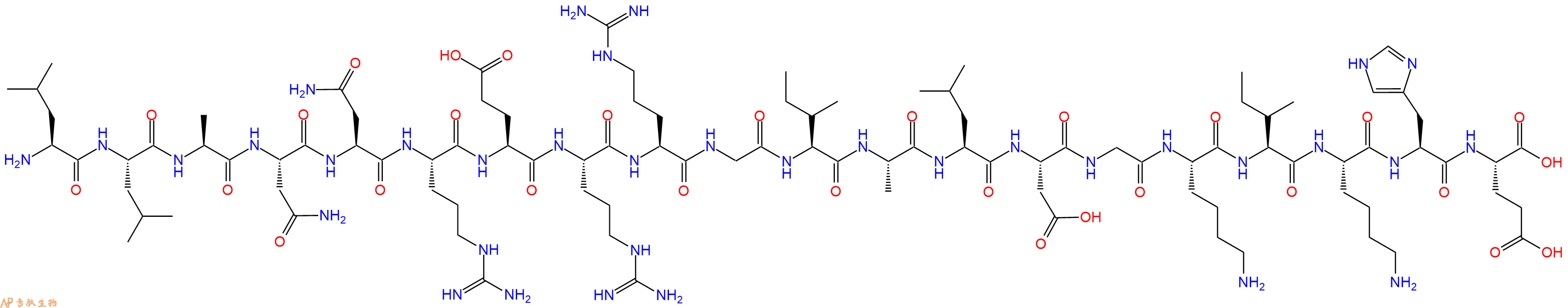 专肽生物产品H2N-Leu-Leu-Ala-Asn-Asn-Arg-Glu-Arg-Arg-Gly-Ile-Ala-Leu-Asp-Gly-Lys-Ile-Lys-His-Glu-OH