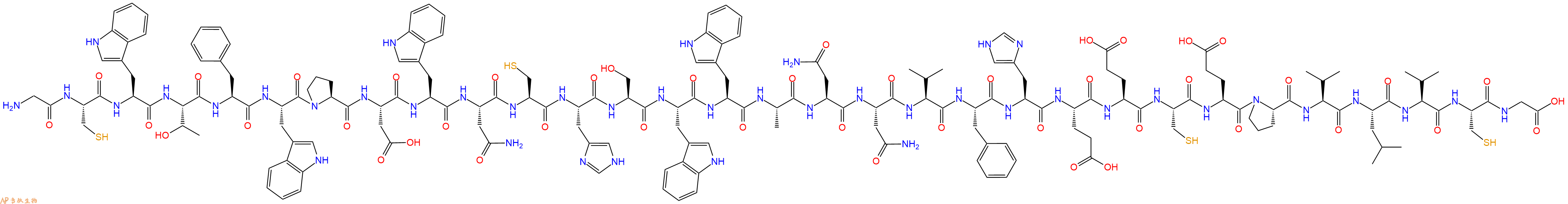 专肽生物产品H2N-Gly-Cys-Trp-Thr-Phe-Trp-Pro-Asp-Trp-Asn-Cys-His-Ser-Trp-Trp-Ala-Asn-Asn-Val-Phe-His-Glu-Glu-Cys-Glu-Pro-Val-Leu-Val-Cys-Gly-OH