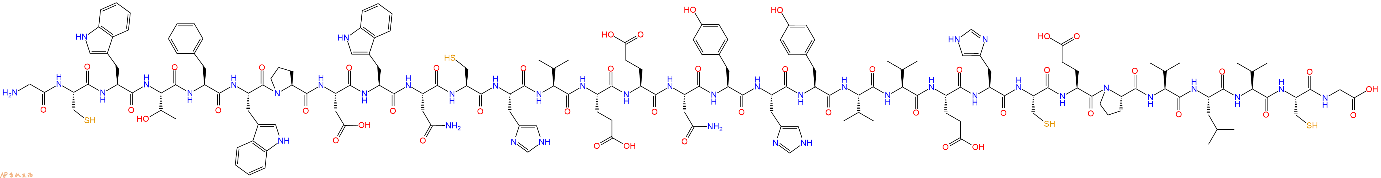 专肽生物产品H2N-Gly-Cys-Trp-Thr-Phe-Trp-Pro-Asp-Trp-Asn-Cys-His-Val-Glu-Glu-Asn-Tyr-His-Tyr-Val-Val-Glu-His-Cys-Glu-Pro-Val-Leu-Val-Cys-Gly-OH