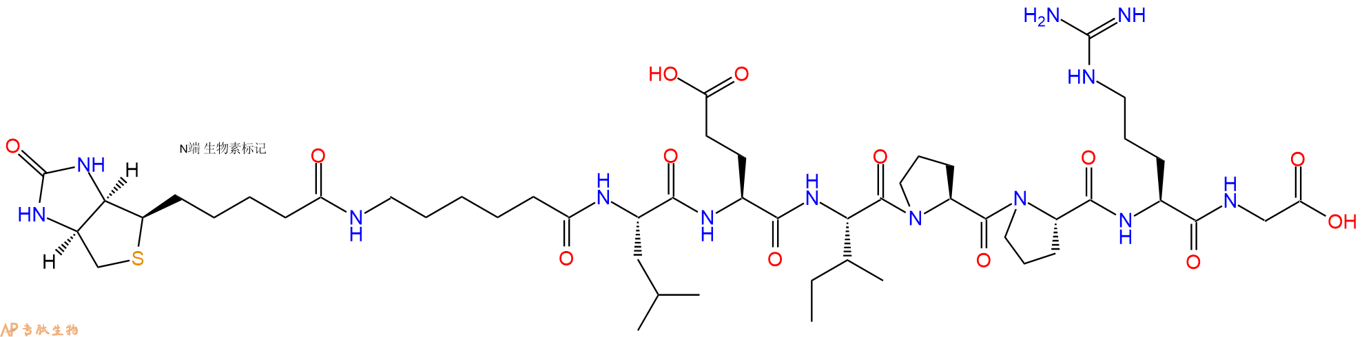 专肽生物产品Biotinyl-Ahx-Leu-Glu-Ile-Pro-Pro-Arg-Gly-OH