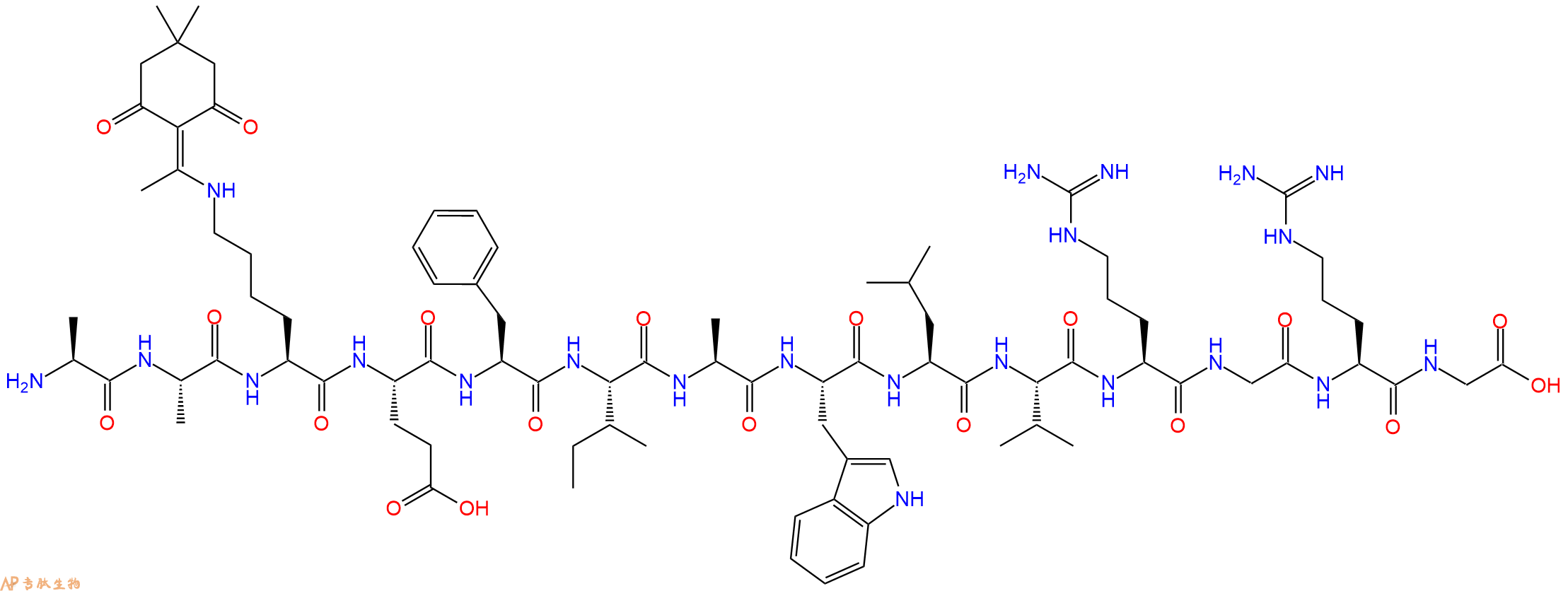 专肽生物产品H2N-Ala-Ala-Lys(Dde)-Glu-Phe-Ile-Ala-Trp-Leu-Val-Arg-Gly-Arg-Gly-OH