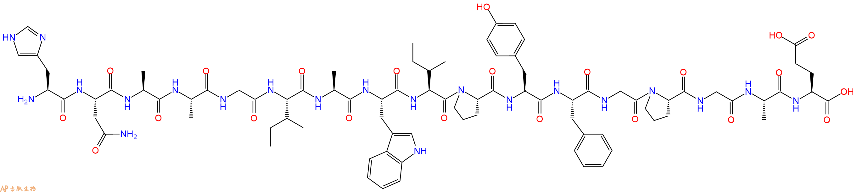专肽生物产品H2N-His-Asn-Ala-Ala-Gly-Ile-Ala-Trp-Ile-Pro-Tyr-Phe-Gly-Pro-Gly-Ala-Glu-OH