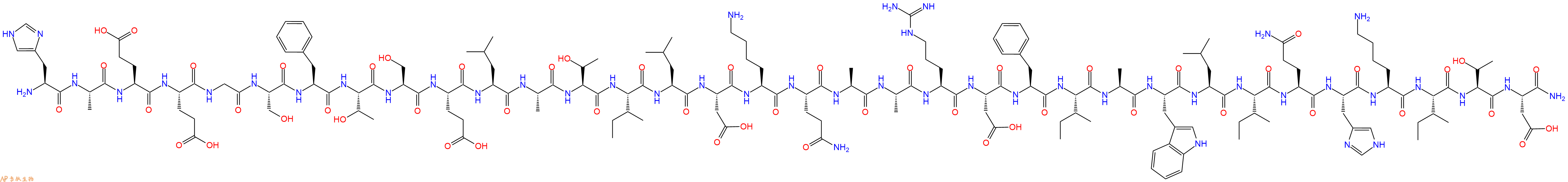专肽生物产品H2N-His-Ala-Glu-Glu-Gly-Ser-Phe-Thr-Ser-Glu-Leu-Ala-Thr-Ile-Leu-Asp-Lys-Gln-Ala-Ala-Arg-Asp-Phe-Ile-Ala-Trp-Leu-Ile-Gln-His-Lys-Ile-Thr-Asp-NH2